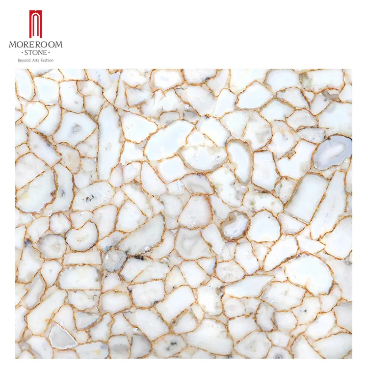 Kaca Laminated Semi Precious Stone Putih Batu Akik Slab