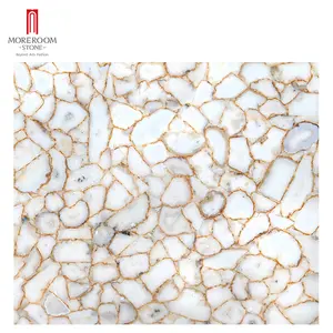 Kaca Laminated Semi Precious Stone Putih Batu Akik Slab