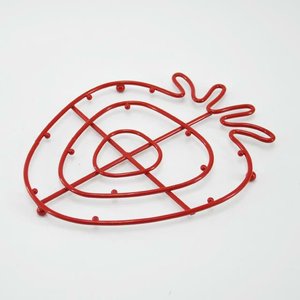 <b>Strawberry</b> Shape Red Eco-Friendly Contemporary Metal Wire Hot Dinner Trivet - Product Image 1
