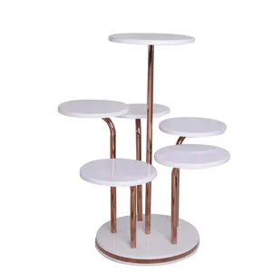 New design universal portable round wood grain 6 tiers display table in supermarket