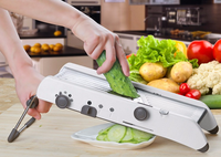 Nouvel article : Mandoline réglable professionnelle avec lames en acier inoxydable 304, râpe et coupe-légumes, accessoires de cuisine