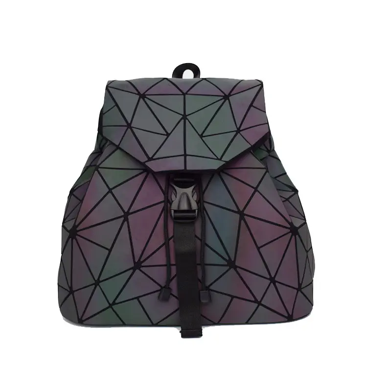 Geometric Backpack Fashion Backpacks Shard Lattice Luminous Bag Holographic Reflective Travel Rucksack