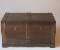 Coffre de rangement en bois marron de style antique, grande table basse vintage, dimensions 90x51x42 cm, boîtes et bacs de rangement en gros