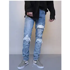 OEM yeni stil yırtık pent tarzı stok dropshipping erkekler biker skinny jeans