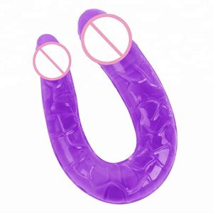 Double Têtes Terminé Pliable Gode Réaliste Cristal Jelly Pénis pour les Femmes Lesbiennes Anal Butt Plug - Product Image 2