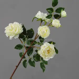 De ZERO Promocional de Alta Qualidade 6 Garfo Visão De Seda Flores De Seda Atacado Repolho Rosas Flores Artificiais Branco Para A Decoração