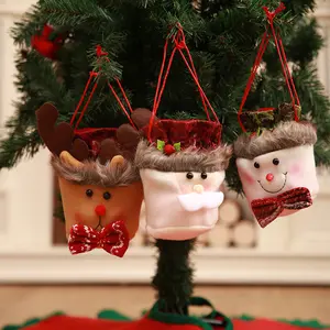 Мешки для яблок на рождество, мешки для конфет, рождественские декоративные подарочные мешки на шнурке с санта клаусом, оленем