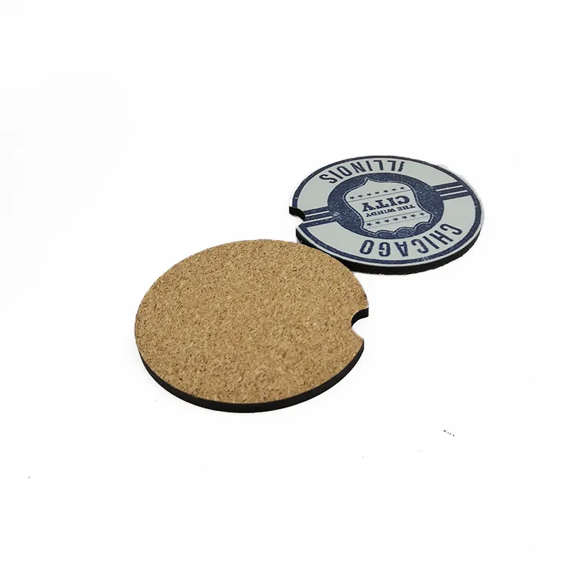 Sublimation MDF Bulk blank cork car cup coaster Car decoration items