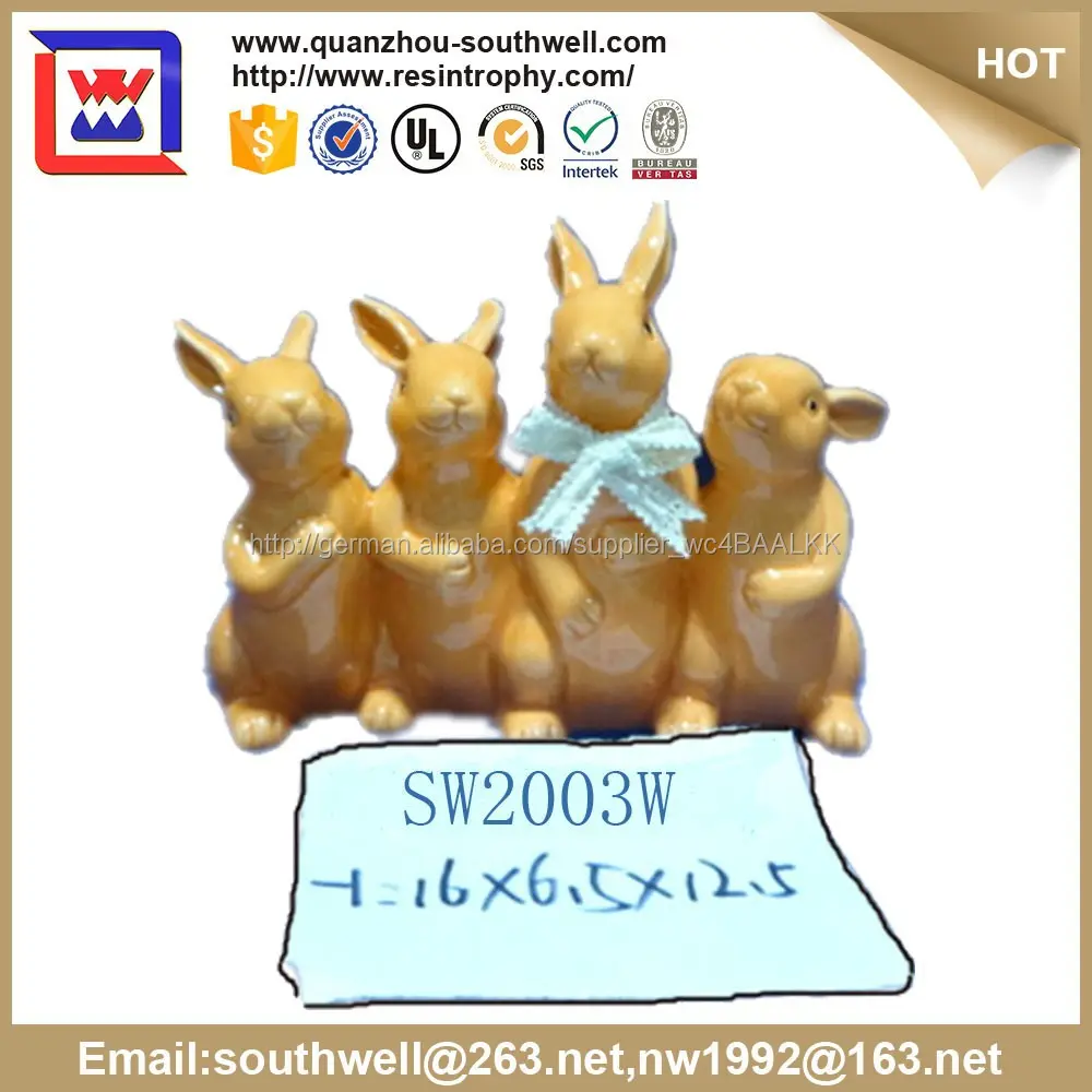 Keramik osterhase mit band dekoration und dekorative keramik-kaninchen figuren und keramik kaninchen figuren