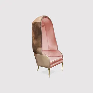 최신 판매 제품 현대 호화스러운 조개 모양 분홍색 직물 우단 거실 의자