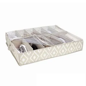 Strong Zipper Under Bed Shoe Storage Organizer Sturdy Box Fits 16 Pairs of Shoes