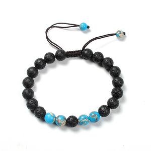 F95 <span class=keywords><strong>Pulsera</strong></span> Difusora de Aceites Esenciales con Cuentas de Piedra Volcánica, Estilo Occidental Popular, para Aliviar el Estrés o la Ansiedad - Product Image 3