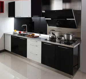 Beyaz ve Siyah Mutfak modern vernik Akıllı Mutfak Dolapları İtalyan mutfak mobilyası
