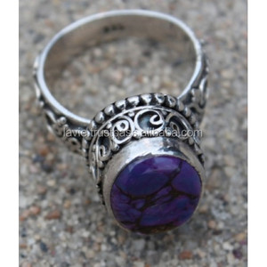 Bague en pierres précieuses turquoises naturelles bijoux fins bagues en argent sterling 925 fabricant exportateurs - Product Image 1