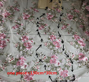 Elegante Lucido Bella di Disegno Del Fiore Del Merletto Ricamato Tessuto per Abbigliamento Personalizzato Panno - Product Image 4