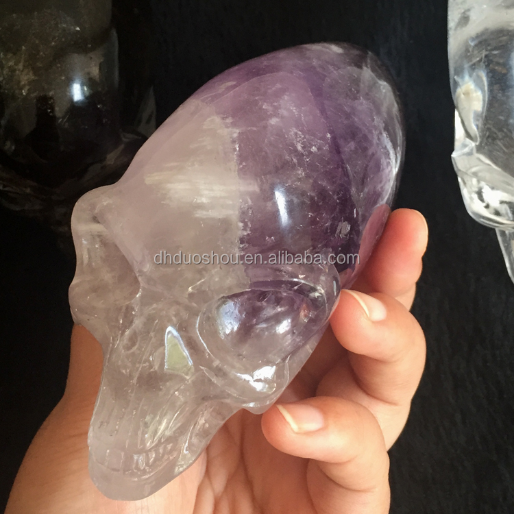 見事な品質のクリアクォーツアメジスト刻まれた細長いマヤのエイリアン