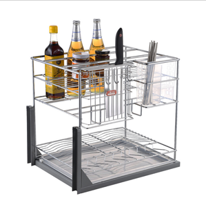 <strong>Kitchen</strong> Pull-out Basket Metal Storage Basket <strong>Ss</strong> 304 5mm Wire Dia Dish <strong>Rack</strong> - Product Image 3