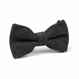 Colorful Linen Bow Tie for Young Men Fashion Silk Woven Linen Bow Tie Custom Bow Tie in Good Quality 100% Linen Plain Dyed