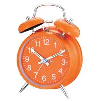 الجدول ساعة منبه آلية مع أجراس مزدوجة باللون البرتقالي