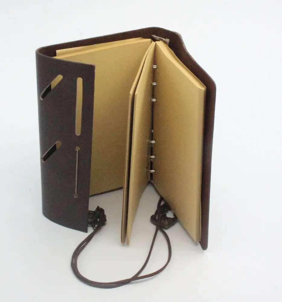 2017 винтажный блокнот из натуральной кожи с подвеской, блокнот с внутренней страницей кремового цвета без древесины и листьев, дневник формата A5 HS