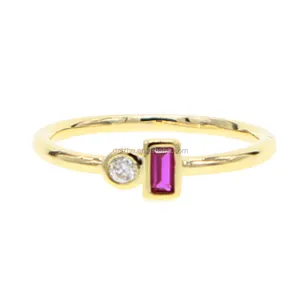 Anéis dourados femininos, anéis dourados de alta qualidade com ruby cz empilhável anéis para mulheres anéis de dedo