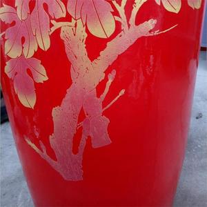 Vasi Cinesi Decorativi Grandi con Dipinto di Peonie Dorate Lucide - Product Image 5