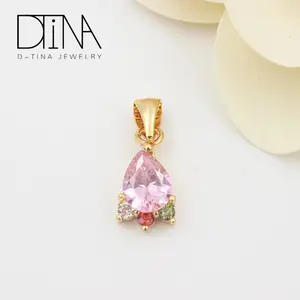unique women jewelry Pink large stone waterdrop pendant
