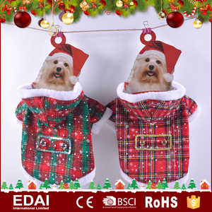 Nueva llegada caliente tela cruzada abrigo a cuadros rojo ropa para perros de Navidad - Product Image 1