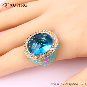 13718 Xuping 18 k color oro anillo de vanguardia con piedra preciosa aguamarina rodeada de <span class=keywords><strong>micro</strong></span> estrás blancos para mujer - Product Image 6
