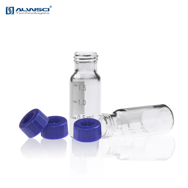 ALWSCI Kaca Bening 1.5Ml, Botol Kecil Hplc W Tempat Tulis 9Mm Pembuka Lebar Vial Chromatografi 2ML-9-V1002