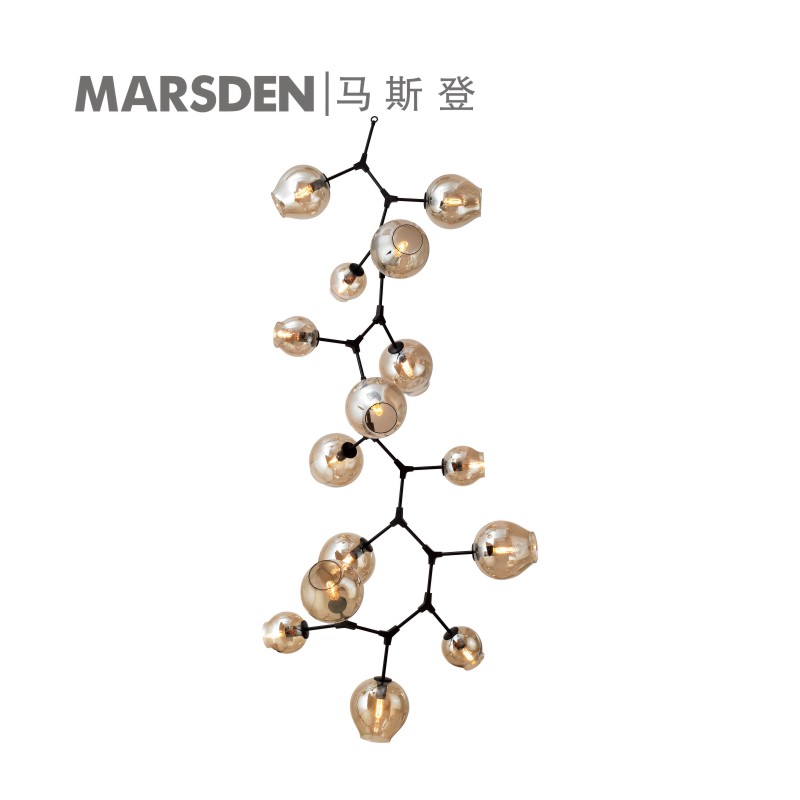 Современный декор, нордическое золото, стекло, пузыри, бронза, лестница, Современные светодиодные люстры