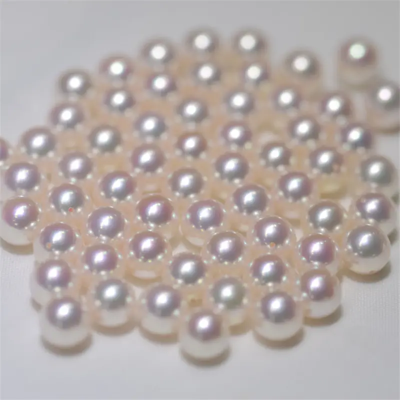 6.5-7-7.5-8mm Mer d'eau blanc Japonais perles Akoya perle AAAA d'eau salée pleine ronde demi forés réel naturel lâche Akoya perles