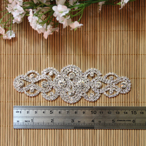 5.8 "ฐานเงินแต่งงาน<span class=keywords><strong>Applique</strong></span> <span class=keywords><strong>Applique</strong></span> Rhinestoneตัดเจ้าสาวSash Rhinestoneแพทช์LSAP120702 - Product Image 3