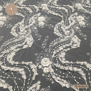TAIYI 3D Fleur Tulle Perle Dentelle Tissu - Product Image 5