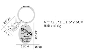 Hot Style Stainless Steel Silver <strong>Custom</strong> Cute unicorn <strong>Keychain</strong> for Wholesale SJK017 - Product Image 2