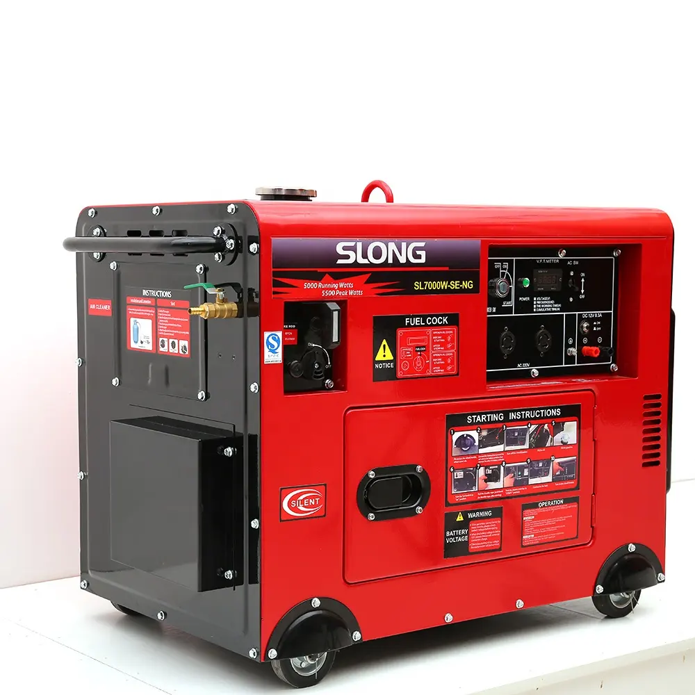 SLONG-generador de combustible dual, silencioso, 5000 vatios, natural, gas y gasolina