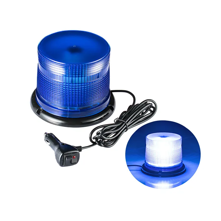 Luz led rotativa de emergencia, faro azul de advertencia, 60 vatios