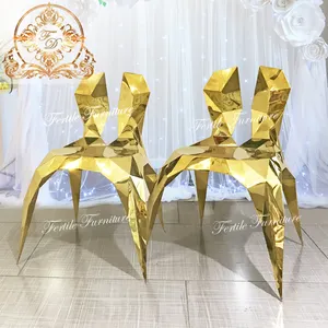 最新设计独特金属金色不锈钢婚礼椅