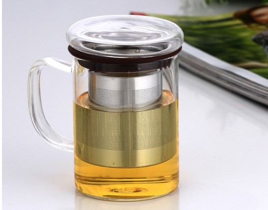 borosilicate glass tea cup/Mug With Tea Infuser/tea mug with stainless steel infuser borosilicate glass mug