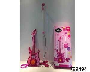 Chitarra elettrica di plastica divertente musica strumentale con piedi microfono per i bambini - Product Image 5