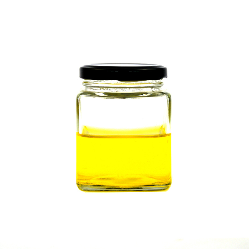 Square 200ml clear honey glass jar glass jar with metal Screw Lid