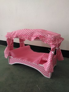 Meubles à <span class=keywords><strong>baldaquin</strong></span> à pois roses et <span class=keywords><strong>lit</strong></span> à jouets avec literie pour jeux d'enfants et maisons de poupées - Product Image 2