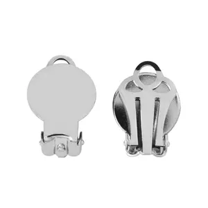 customized stainless steel round spring clip on earring