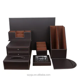 6 in 1 Factory new products desk organizer desk set leather