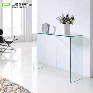 Stainless Steel <strong>Console</strong> <strong>Table</strong> with Tempered <strong>Black</strong> Glass Top - Product Image 2