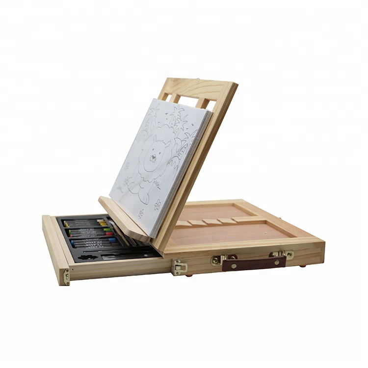 Оптовая продажа, деревянная коробка на заказ, нетоксичный портативный Художественный набор канцелярских принадлежностей для детского рисования