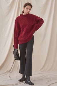 Maglioni Unici in Cashmere 100% Borgogna con Pelliccia per <span class=keywords><strong>Donna</strong></span> - Product Image 3