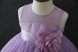 Vestito da Principessa per Bambine di <span class=keywords><strong>1</strong></span> <span class=keywords><strong>Anno</strong></span>, Abito da Festa Viola con Fiori, Vestito Estivo Monoblocco per Bambine - Product Image 4