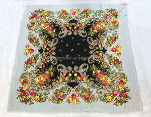 Bufandas de turbante slavonic de 140x140cm, bufandas maxi cuadradas con estampado de flores de viscosa, chal ruso, superventas - Product Image 1