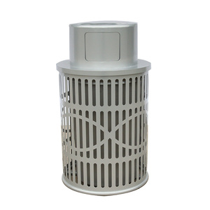 Custom made outdoor garden metal round recycle garbage bin with ashtray stainless steel trash can patio furniture waste bins